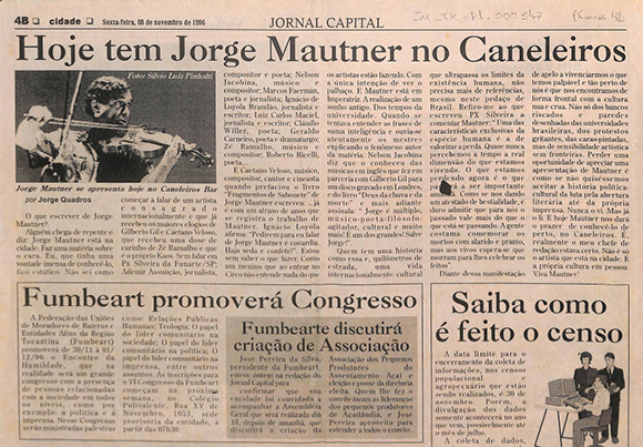 Hoje tem Jorge Mautner no Caneleiros