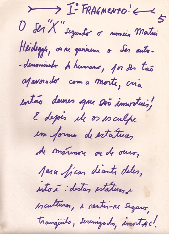I Fragmento, o ser X